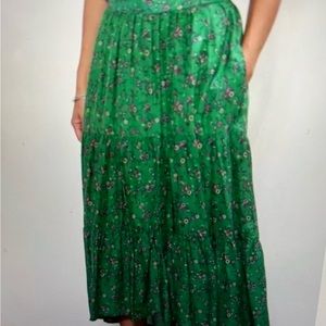 Xirena green floral midi skirt